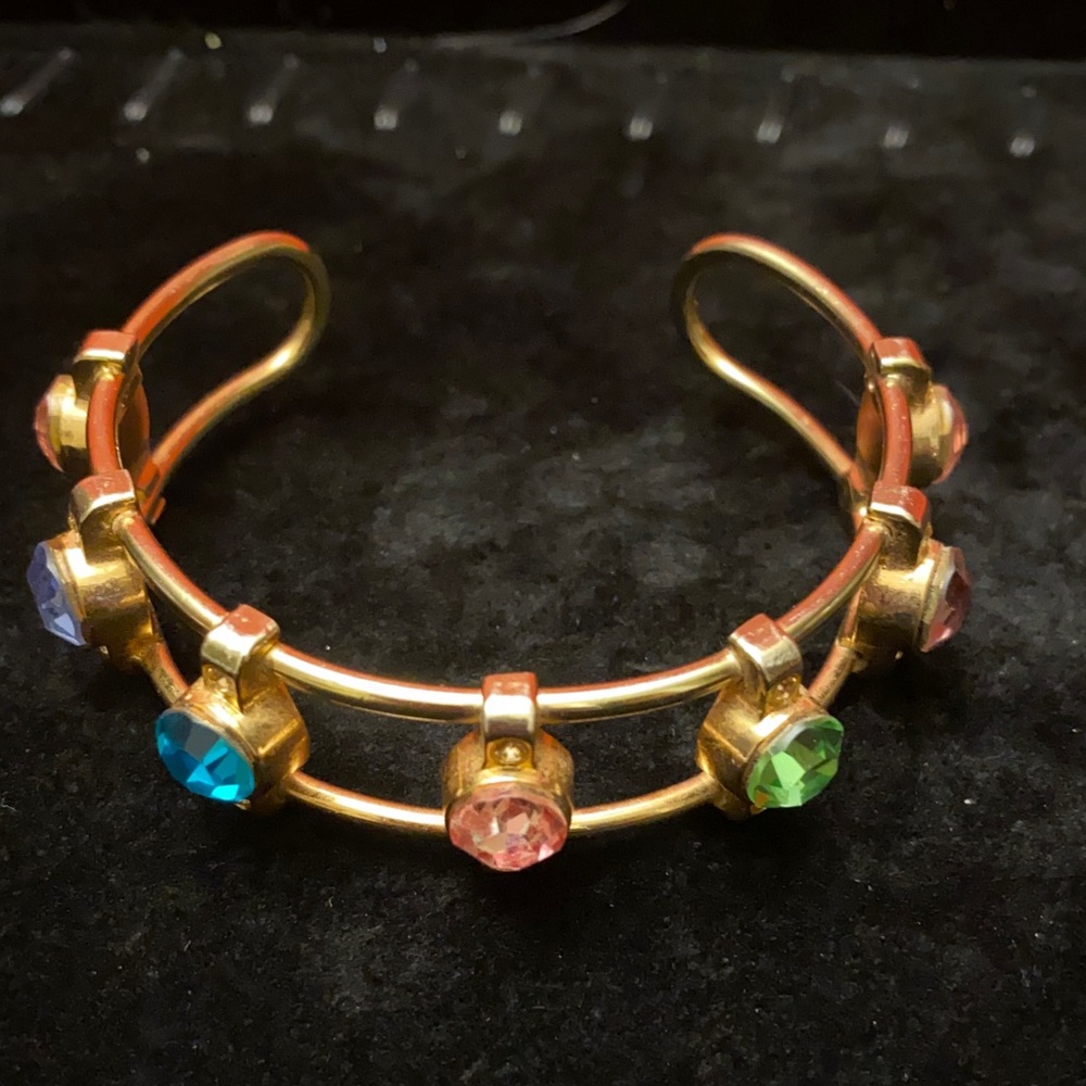 Stunning Gold tone Retro Multicolor Gemstone Bracelet